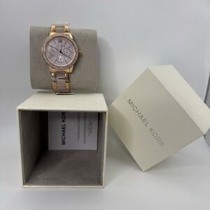 NEW AUTHENTIC MICHAEL KORS TIBBY ROSE GOLD CRYSTALS GLYTZ WOMEN'S MK6826 WATCH